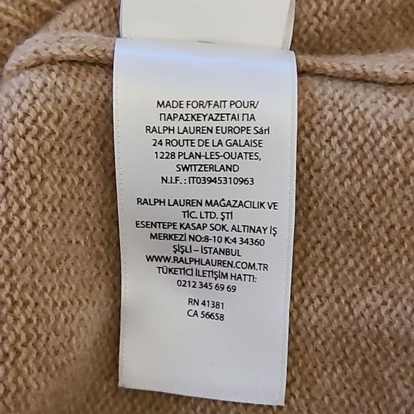 Polo Ralph Lauren Cashmere Turtleneck Sweater Camel Tan Size L Black Label - Picture 10 of 12